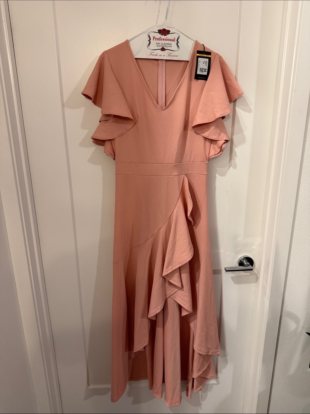 Miusol Blush Pink Asymmetric Ruffle High-Low Dress